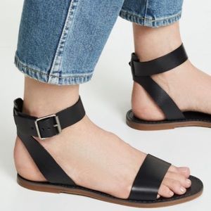 🌷NWT Madewell Black Broadway ankle strap leather sandal 8 And 9